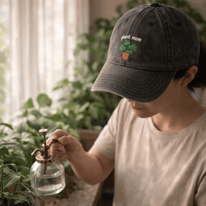 Printify Hats Plant Mom Hat – Embroidered Monstera Vintage Cotton Cap