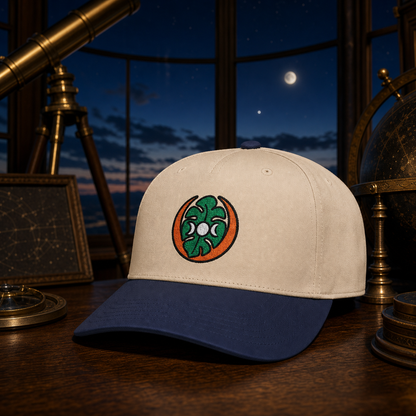 Midnight Monstera embroidered hat in Navy / Natural
