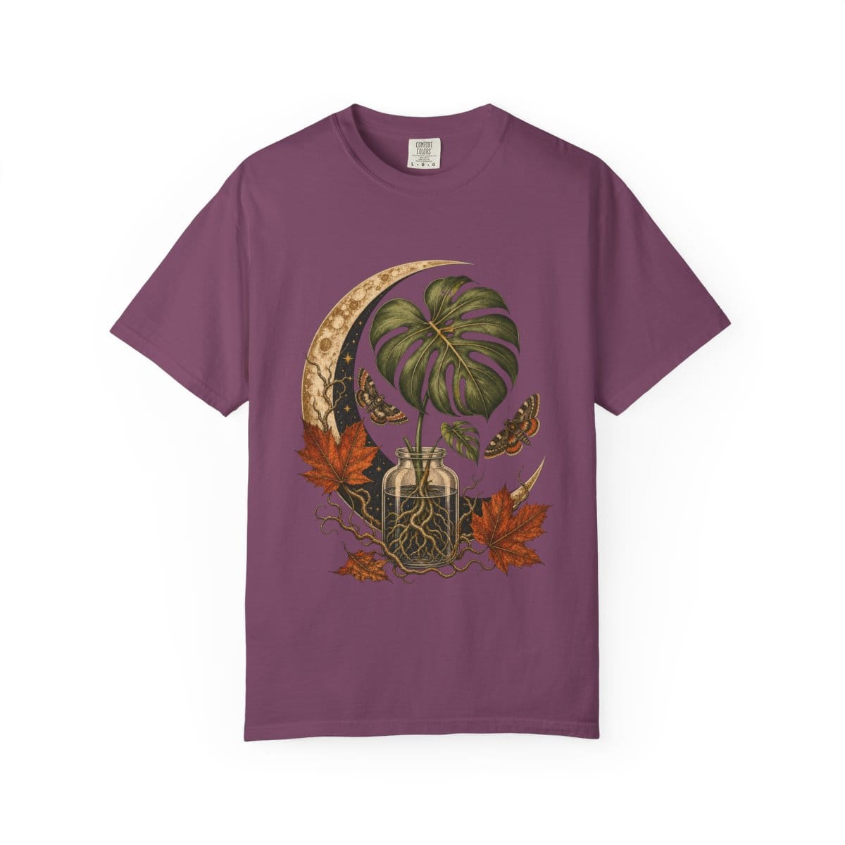 Moonlit Monstera Propagation T-Shirt in berry