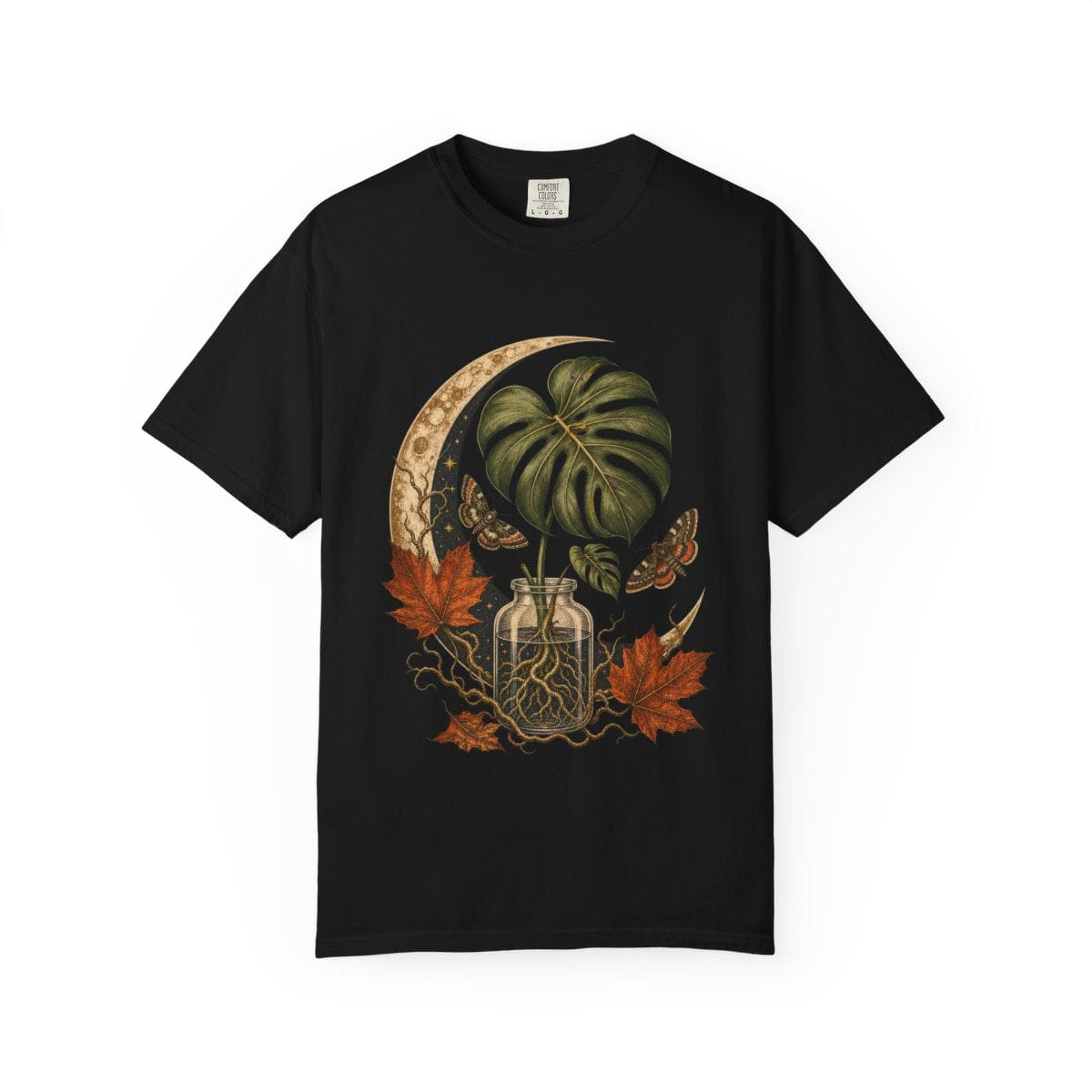 Moonlit Monstera Propagation T-Shirt in black