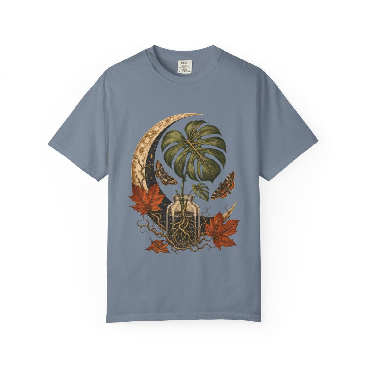 Moonlit Monstera Propagation T-Shirt in blue jean