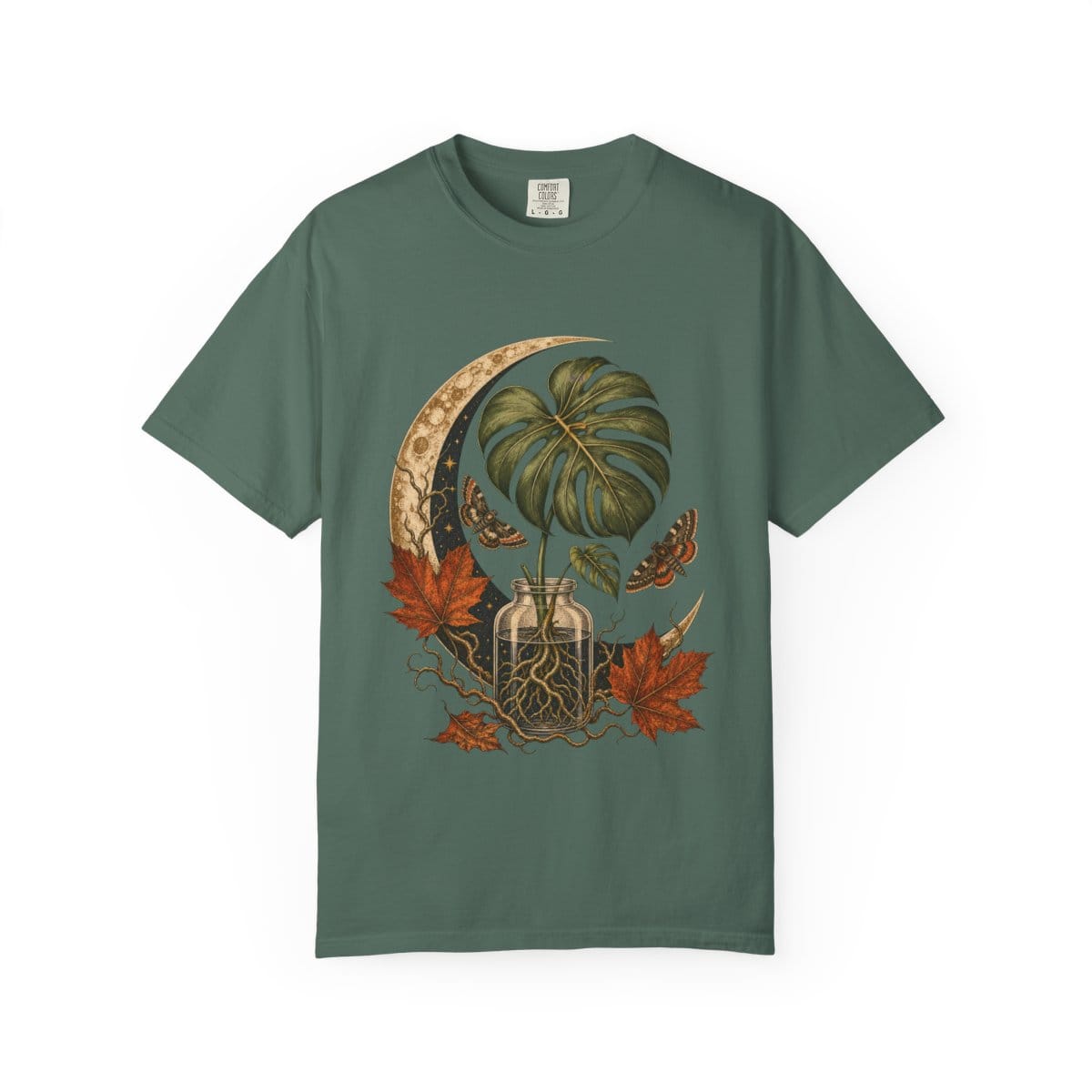 Moonlit Monstera Propagation T-Shirt in blue spruce