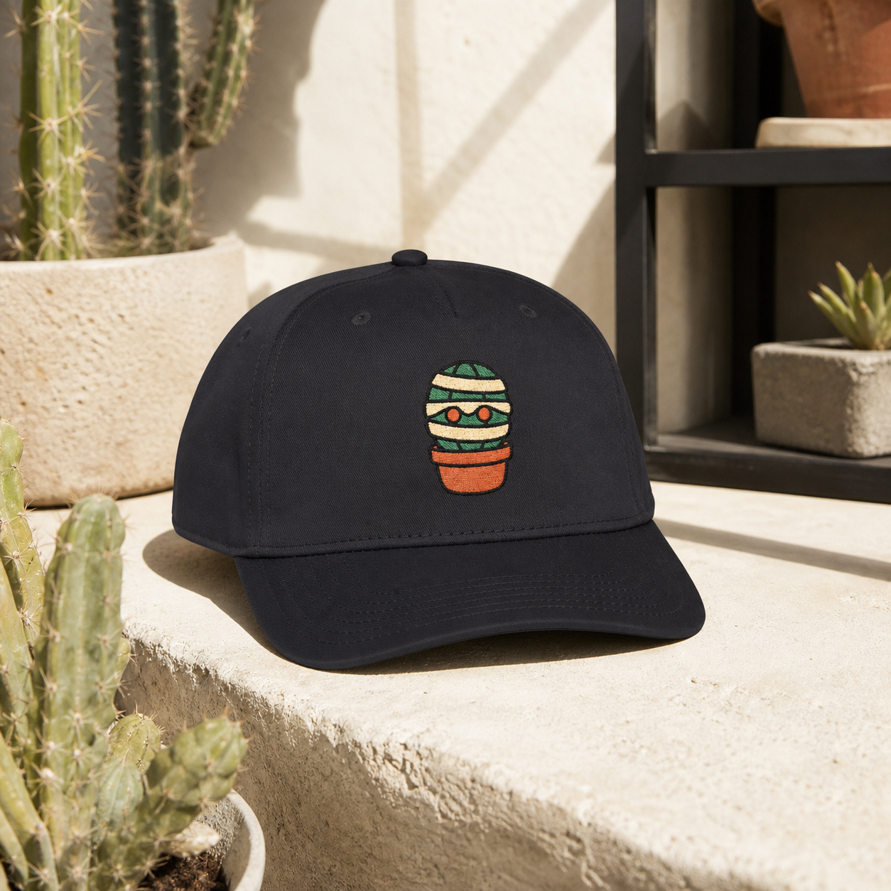 Mummy Cactus embroidered hat in Black
