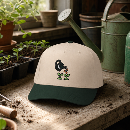 Potion Powered Plants embroidered hat in Dark Green / Natural