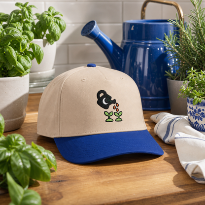 Potion Powered Plants embroidered hat in Royal / Natural