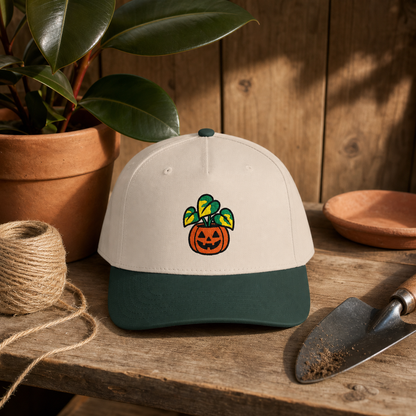 Gourd and Growing Pothos embroidered hat in Dark Green / Natural
