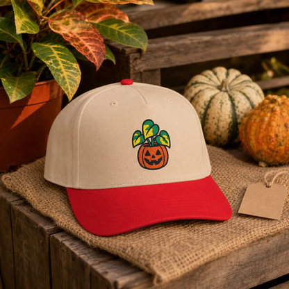 Gourd and Growing Pothos embroidered hat in Red / Natural