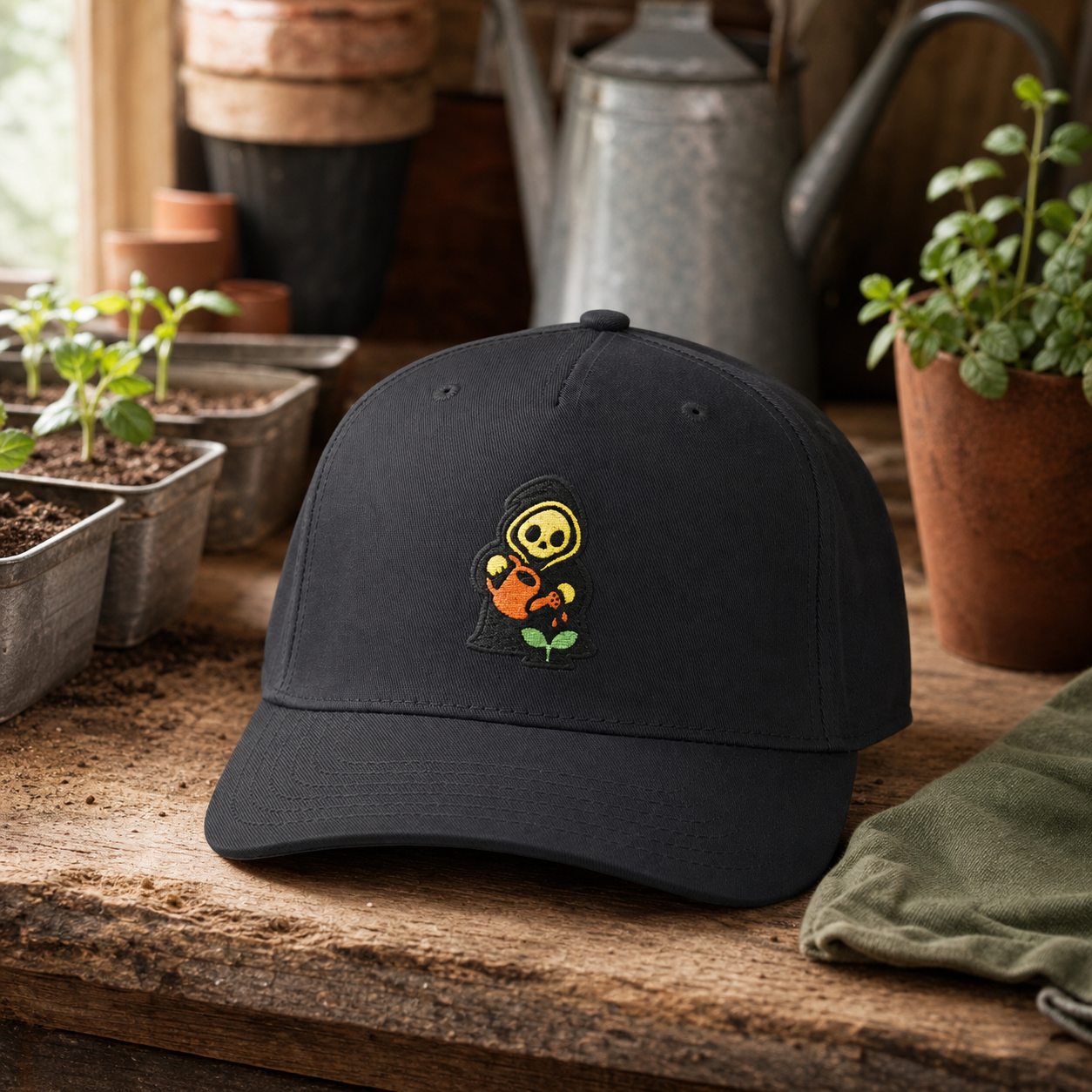 Reap What You Grow embroidered hat in Black