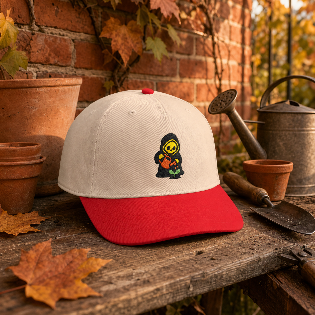 Reap What You Grow embroidered hat in Red / Natural