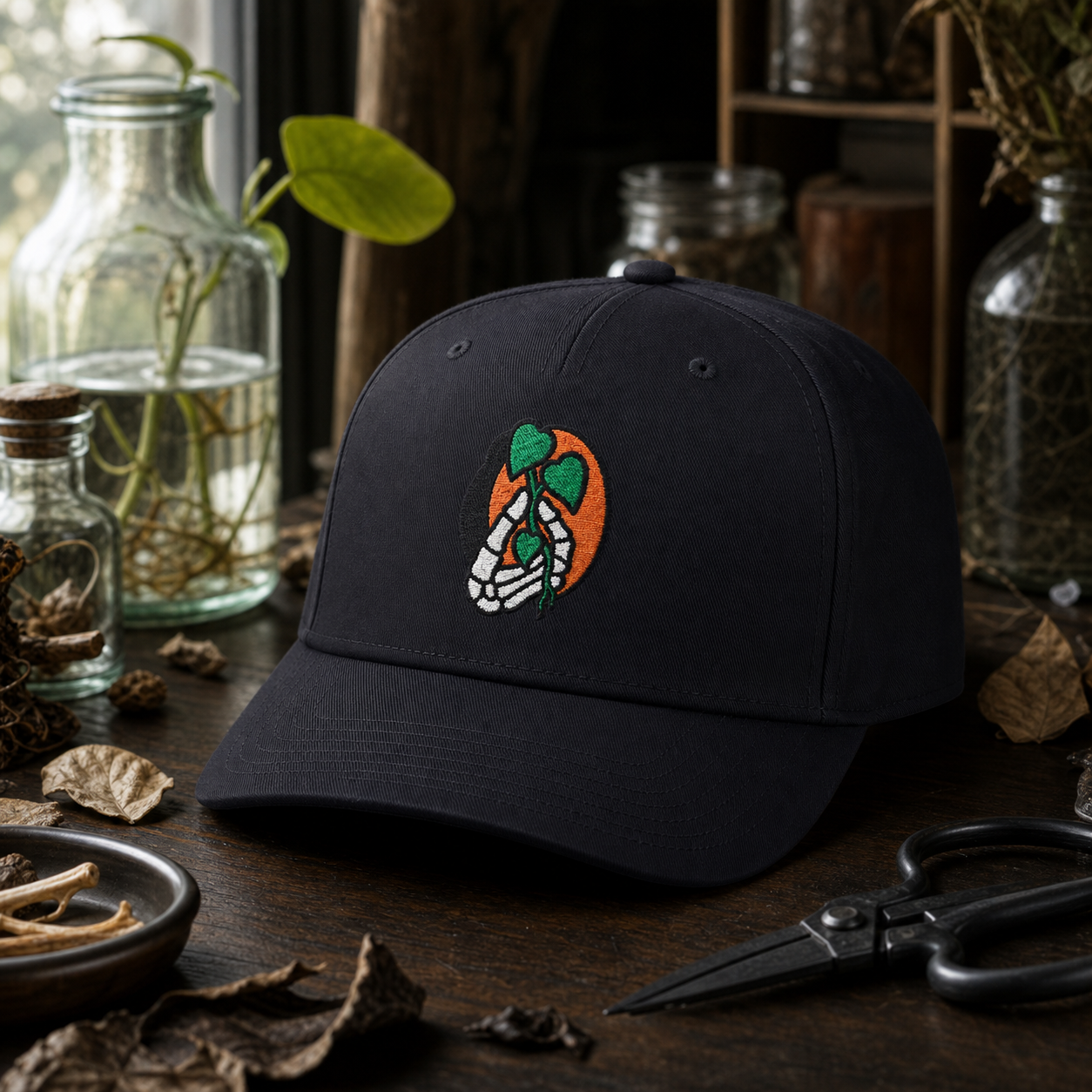 Dead Serious Plant Parent embroidered hat in Black