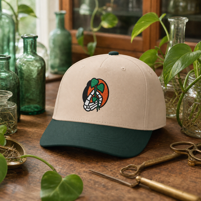Dead Serious Plant Parent embroidered hat in Dark Green / Natural