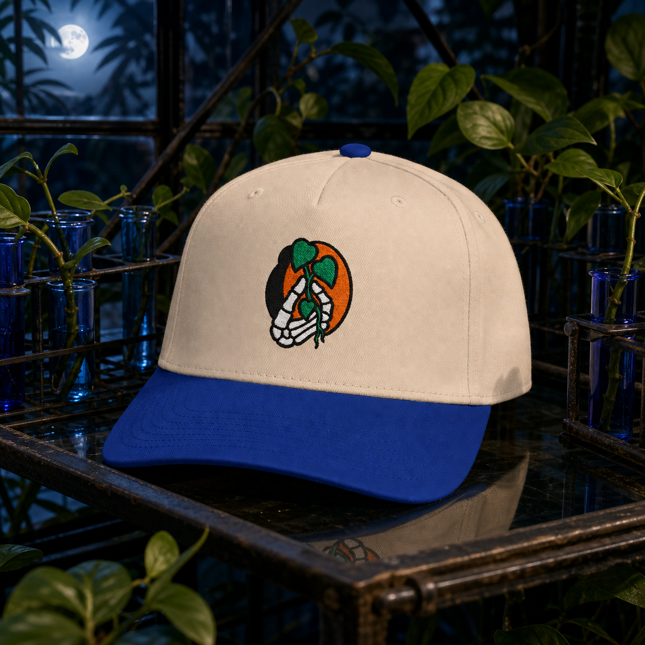 Dead Serious Plant Parent embroidered hat in Royal / Natural