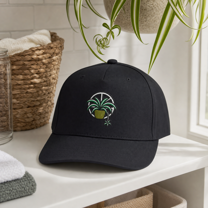 Web of Roots Spider Plant embroidered hat in Black