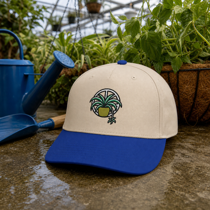 Web of Roots Spider Plant embroidered hat in Royal / Natural