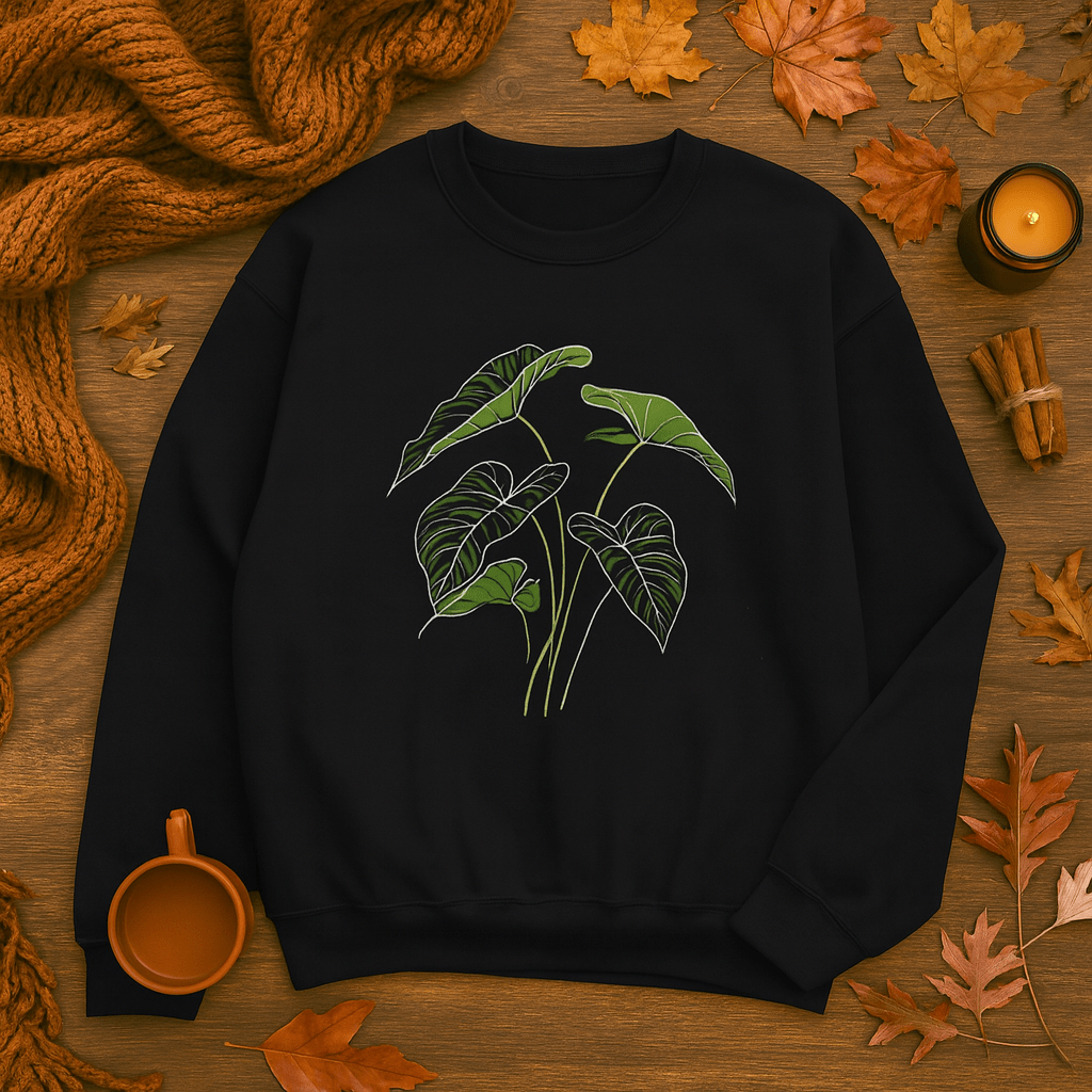 Printify Sweatshirt Elephant Ear Plant Art Crewneck – Botanical Sweater | Unisex Fleece