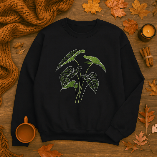 Printify Sweatshirt Elephant Ear Plant Art Crewneck – Botanical Sweater | Unisex Fleece