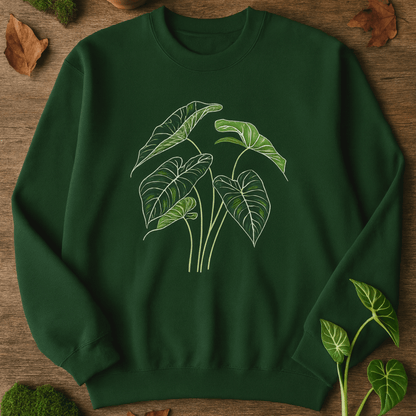 Printify Sweatshirt Elephant Ear Plant Art Crewneck – Botanical Sweater | Unisex Fleece