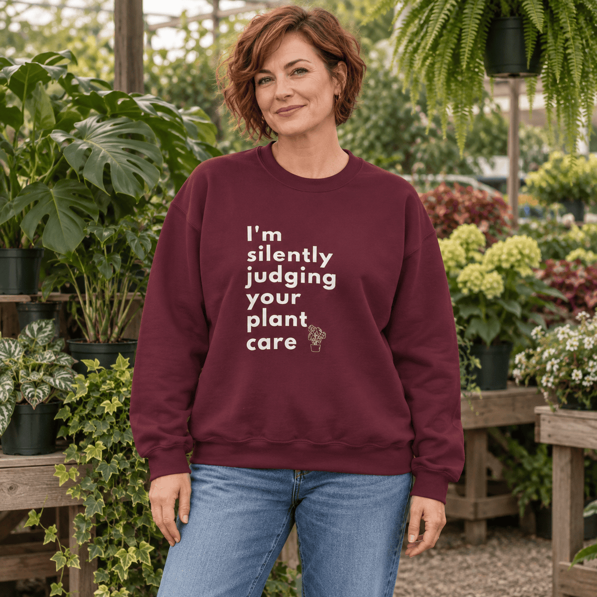 BotanicalVibes Sweatshirt I'm Silently Judging Your Plant Care Sweatshirt