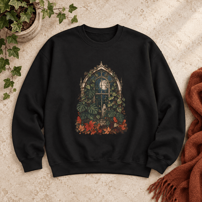BotanicalVibes Sweatshirt S / Black Ghostly Greenhouse Sweatshirt - Haunted Botanical Art