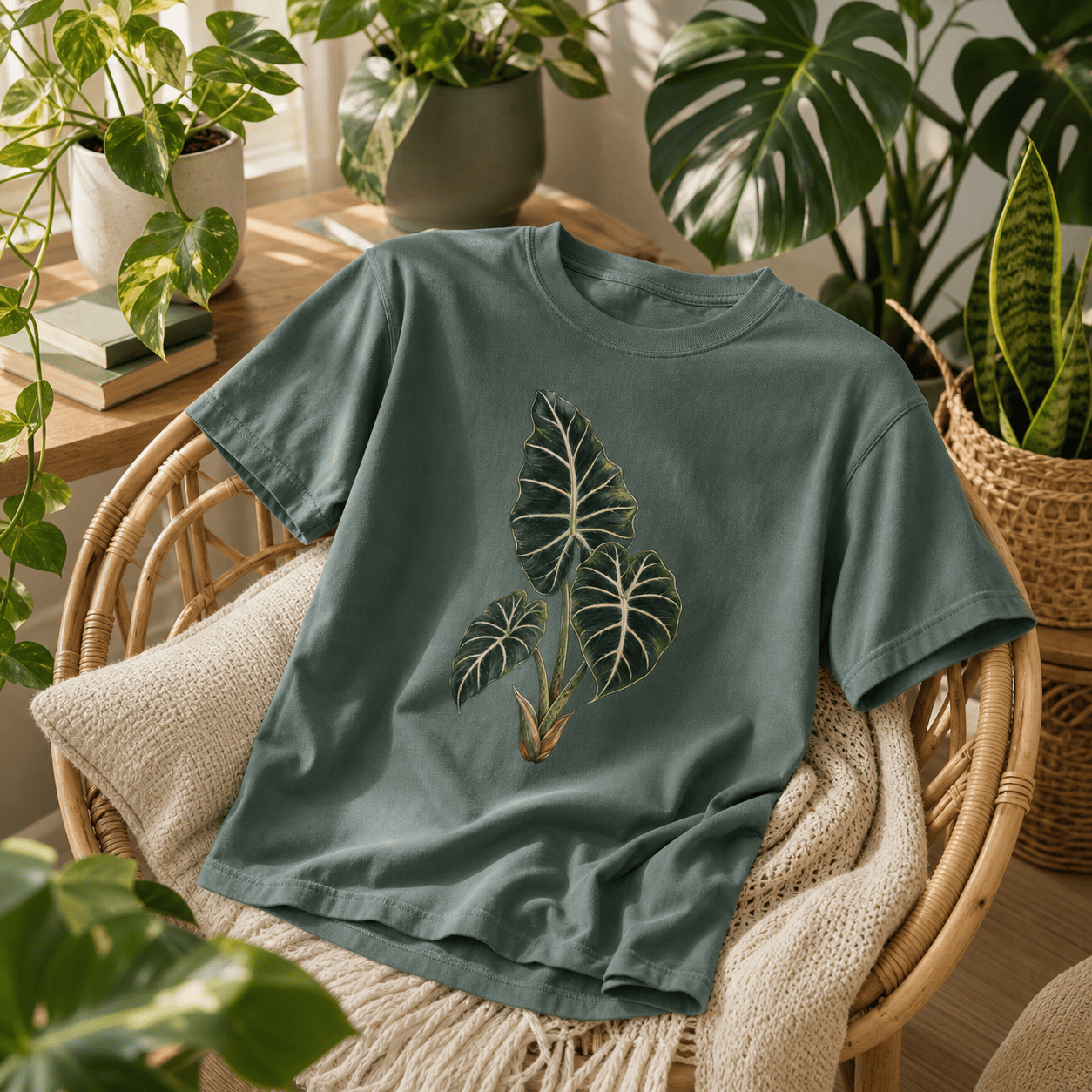 Printify T-Shirt Alocasia Velvet Graphic T-Shirt - Plant Lover Gift