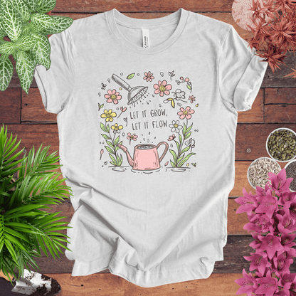 Printify T-Shirt Ash / S Pink Watering Can Floral T-Shirt