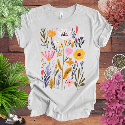 Printify T-Shirt Ash / S Whimsical Floral Bouquet T-Shirt