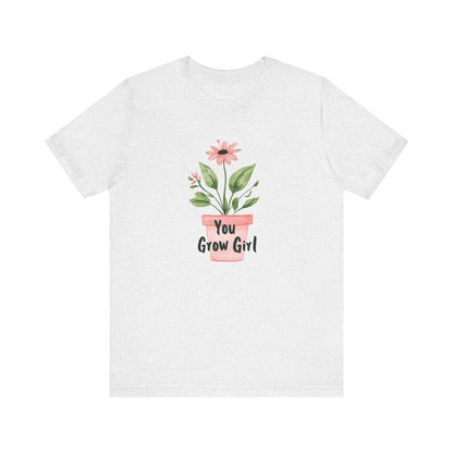Printify T-Shirt Ash / S You Grow Girl – Simple Watercolor Pot T-Shirt