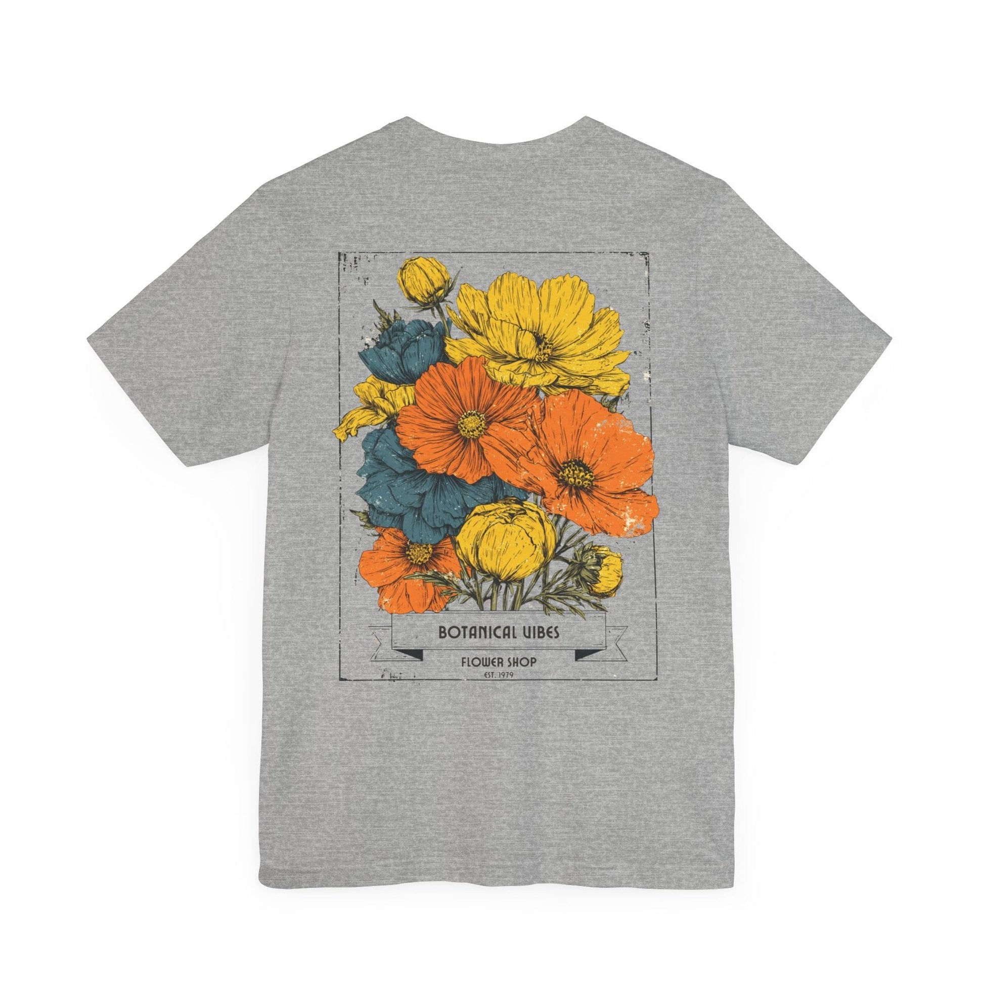 Printify T-Shirt Athletic Heather / S Botanical Vibes Flower Shop Tee | Vintage Floral Back Print T-Shirt