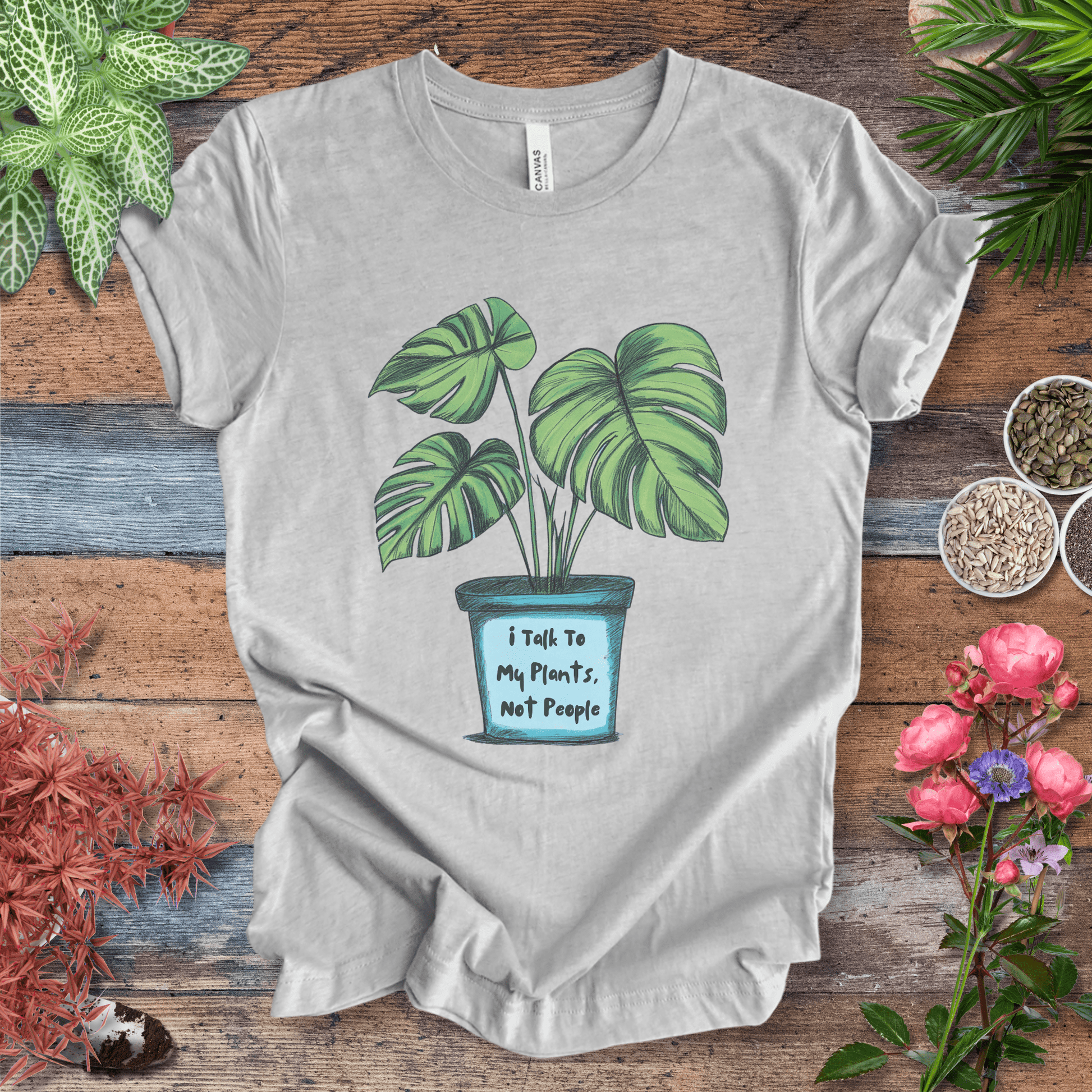 Printify T-Shirt Athletic Heather / S I Talk to My Plants Not People Funny Plant Lover T-Shirt