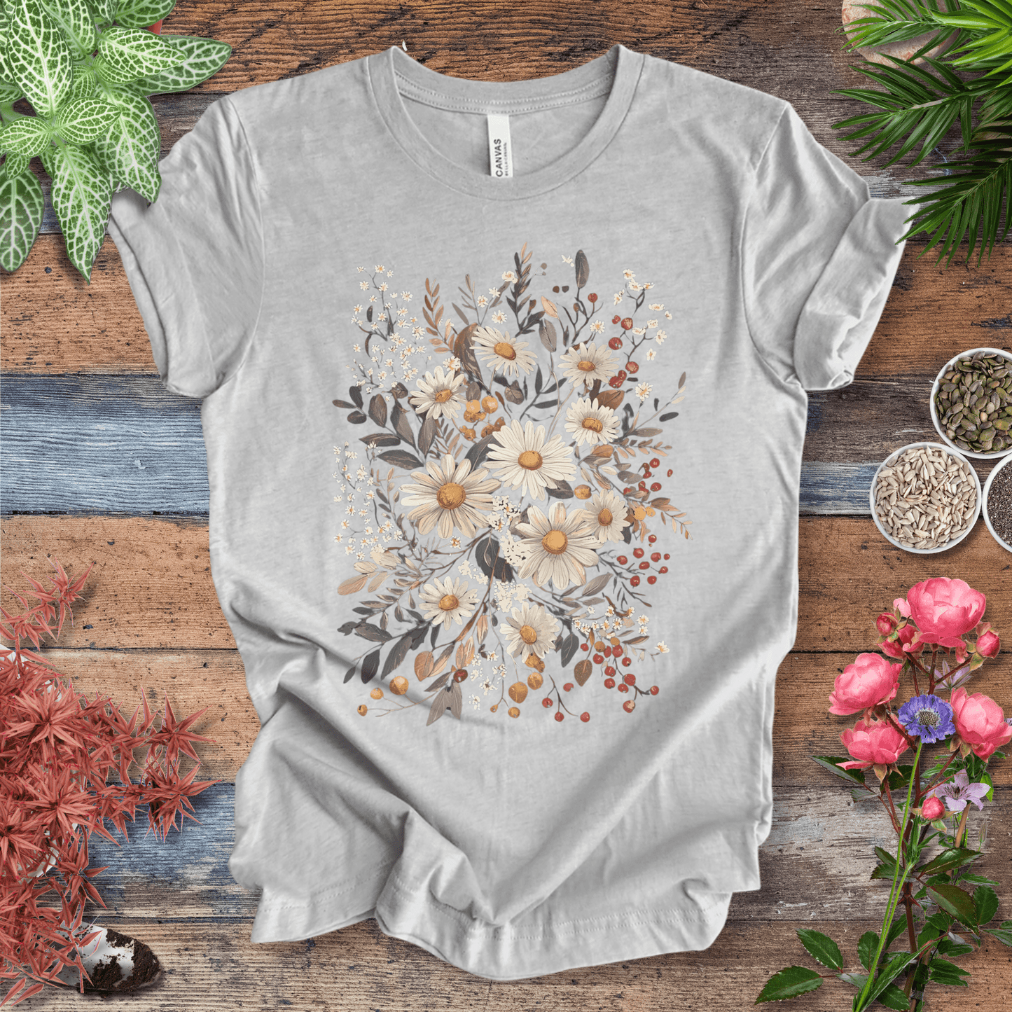 Printify T-Shirt Athletic Heather / S Rustic Daisy Bouquet Vintage T-Shirt