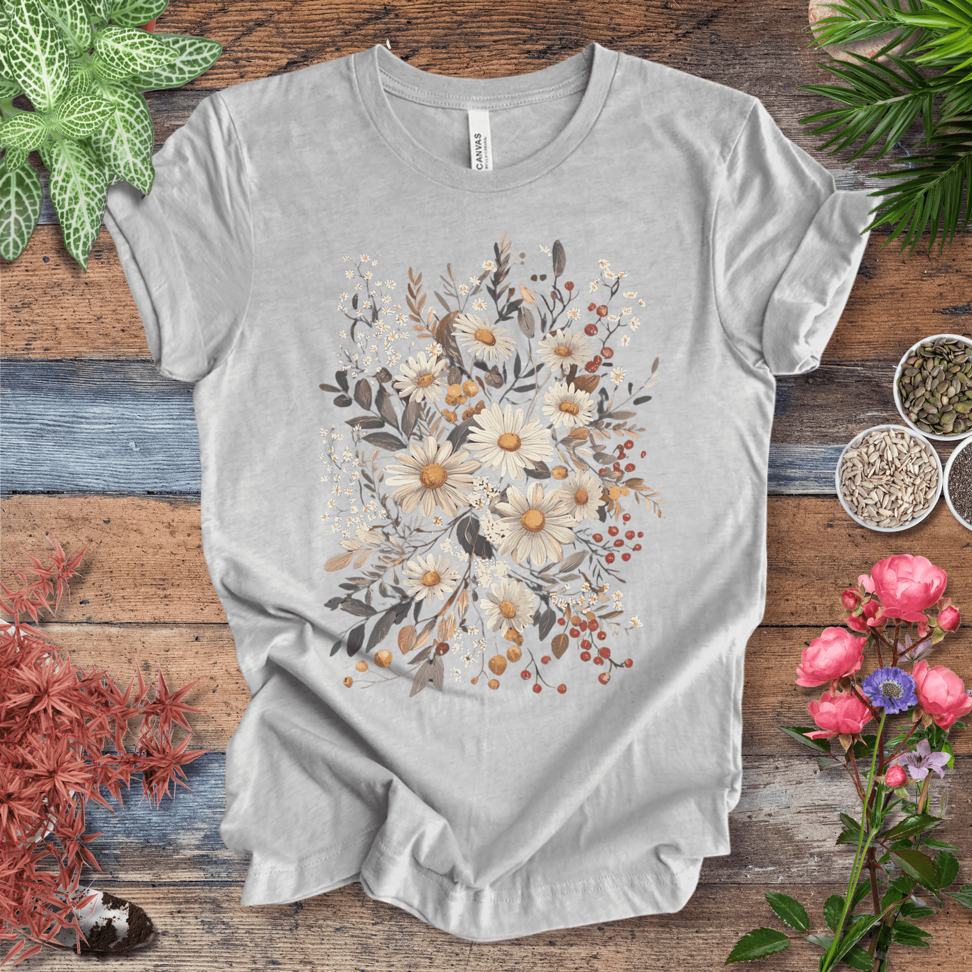 Printify T-Shirt Athletic Heather / S Rustic Daisy Bouquet Vintage T-Shirt