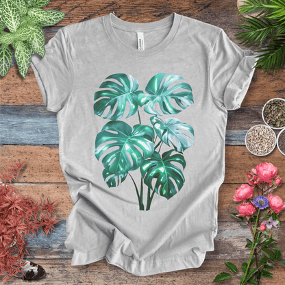 Printify T-Shirt Athletic Heather / S Shiny Monstera Leaf Jungle Aesthetic Plant Lover T-Shirt