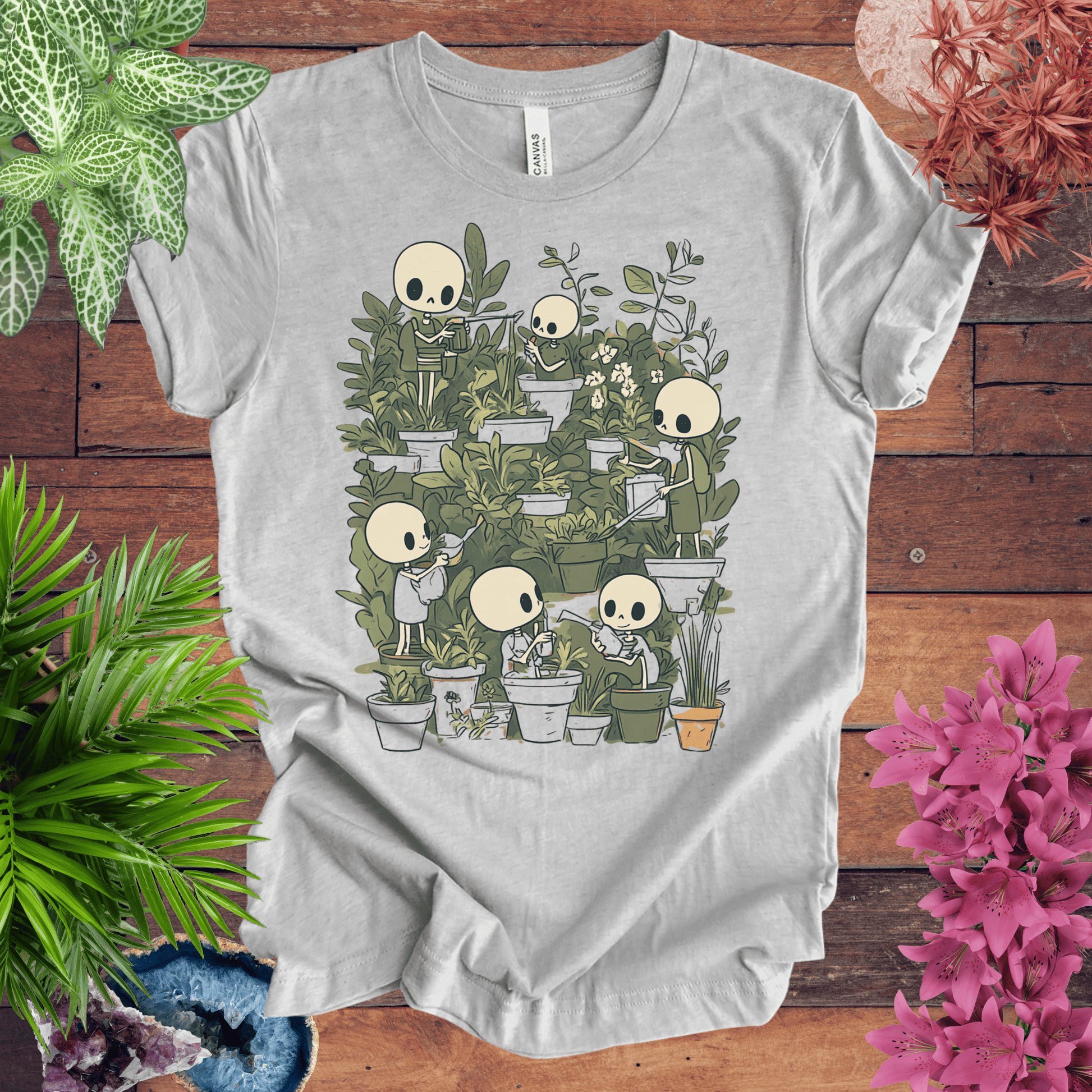 Printify T-Shirt Athletic Heather / S Skeleton Gardener - Eternal Green Thumb T-Shirt
