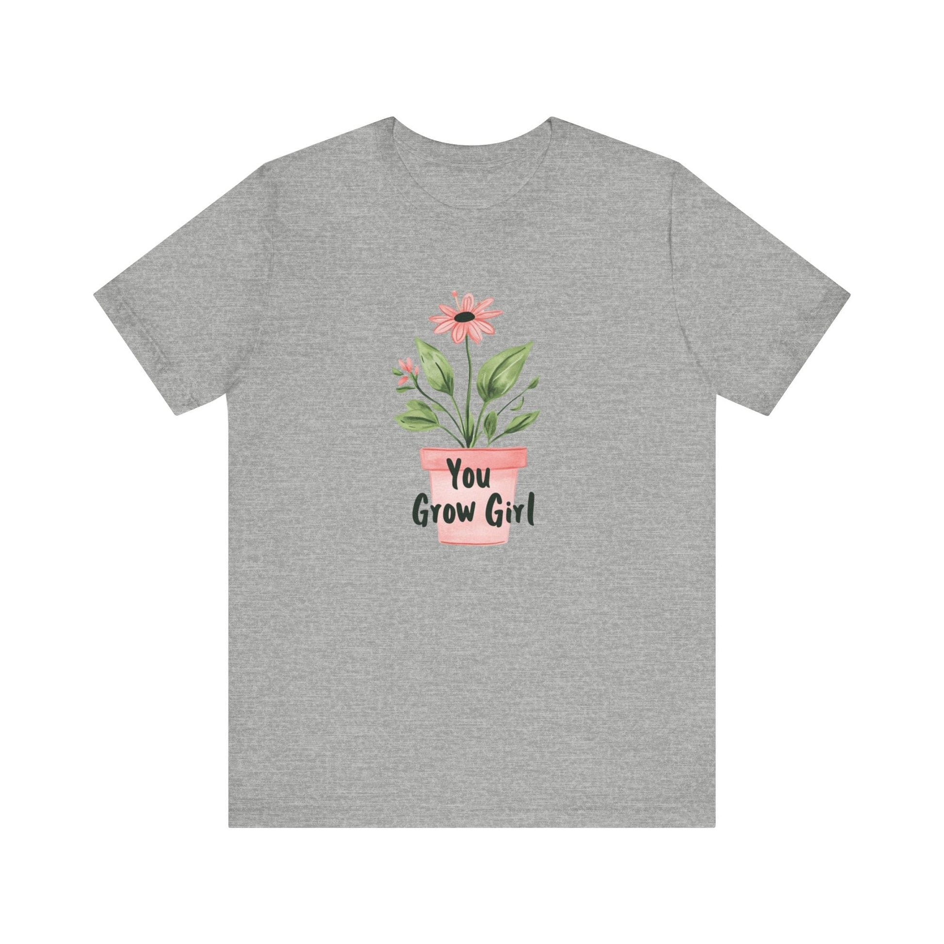 Printify T-Shirt Athletic Heather / S You Grow Girl – Simple Watercolor Pot T-Shirt