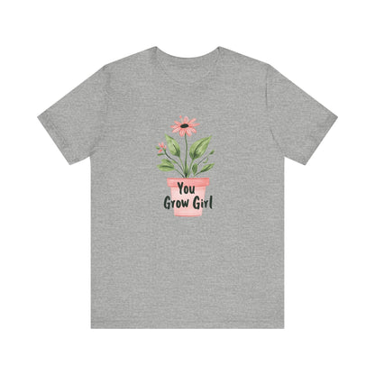 Printify T-Shirt Athletic Heather / S You Grow Girl – Simple Watercolor Pot T-Shirt