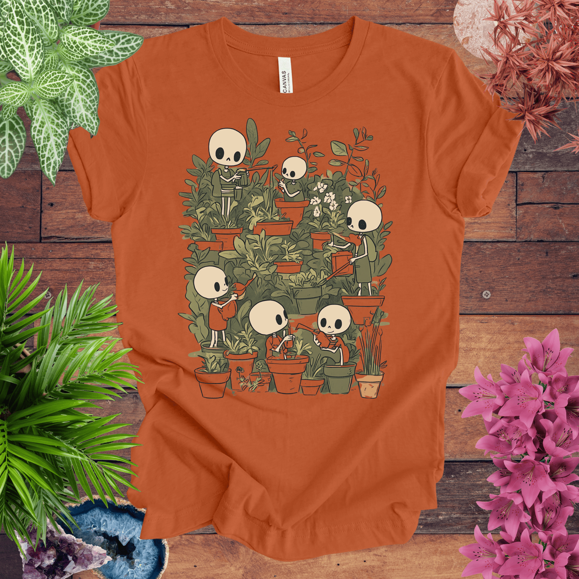 Printify T-Shirt Autumn / S Skeleton Gardener - Eternal Green Thumb T-Shirt