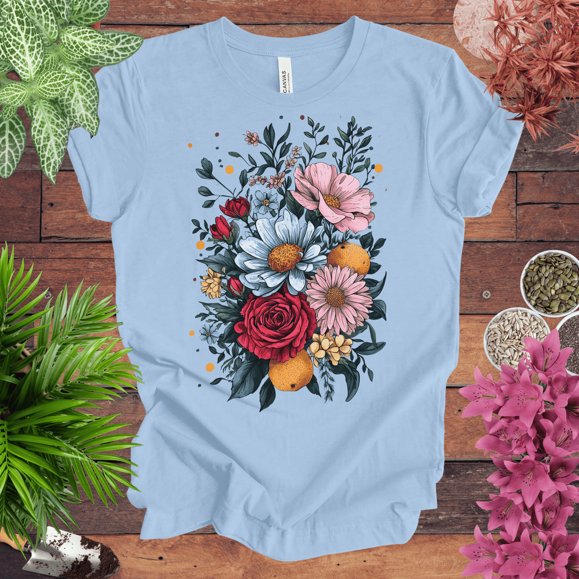 Printify T-Shirt Baby Blue / S Elegant Floral Citrus Arrangement T-Shirt