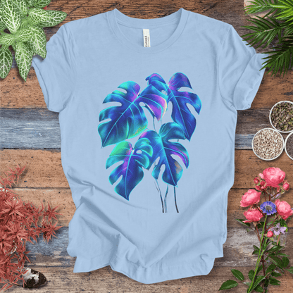 Printify T-Shirt Baby Blue / S Neon Rainbow Monstera Jungle Aesthetic Plant Lover T-Shirt