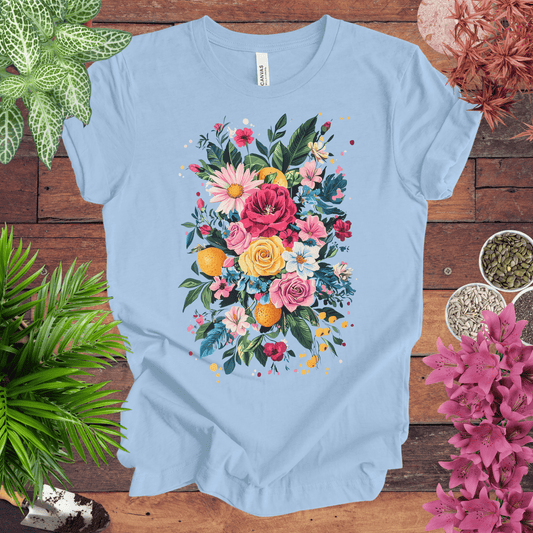 Printify T-Shirt Baby Blue / S Vibrant Floral Citrus Bouquet T-Shirt