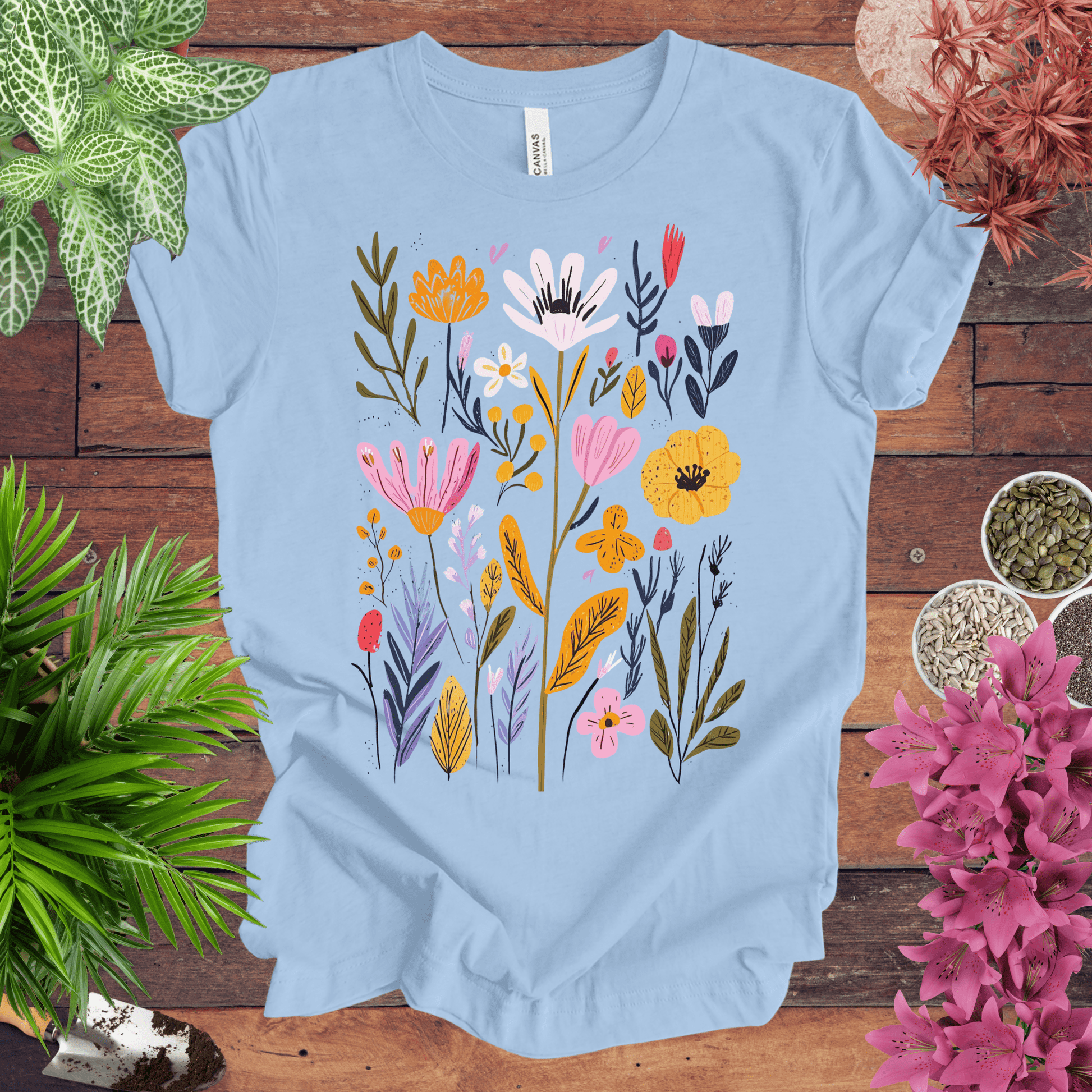 Printify T-Shirt Baby Blue / S Whimsical Floral Bouquet T-Shirt