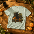 Black Cat Potting Bench T-Shirt - Fall Houseplant Art