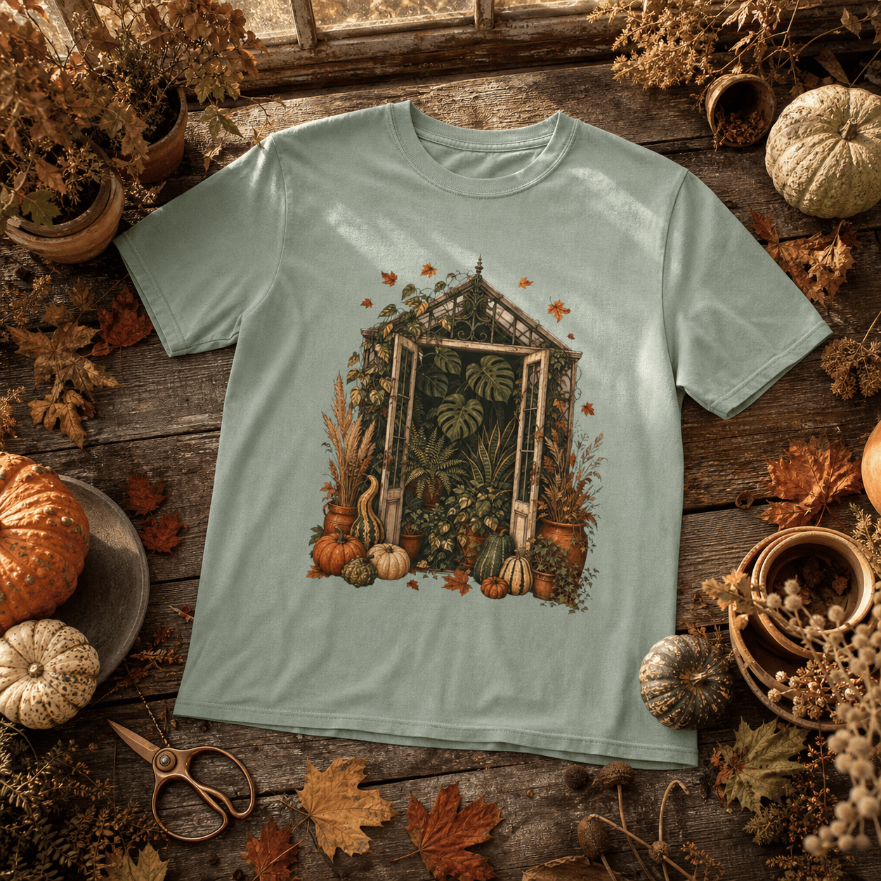 Botanical Vibes T-Shirt Bay / S Harvest Greenhouse T-Shirt - Fall Houseplant Art