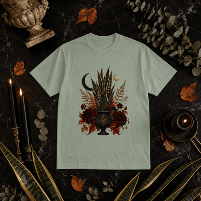 Botanical Vibes T-Shirt Bay / S Snake Plant Gothic Urn T-Shirt - Dark Botanical Art