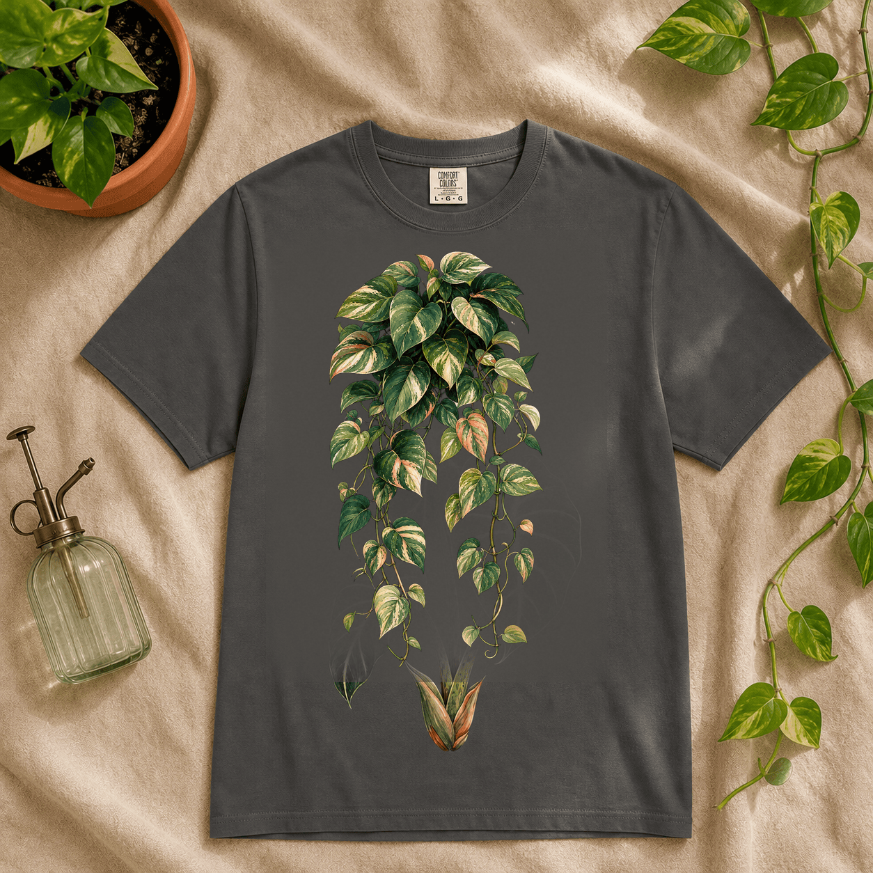 Printify T-Shirt Bay / S Variegated Pothos Graphic T-Shirt - Plant Lover Gift