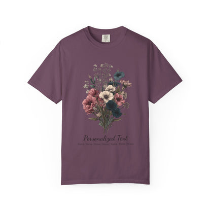 Printify T-Shirt Berry / M Personalized Gardening T-Shirt – Custom Garden Bouquet Gift for Plant Lovers