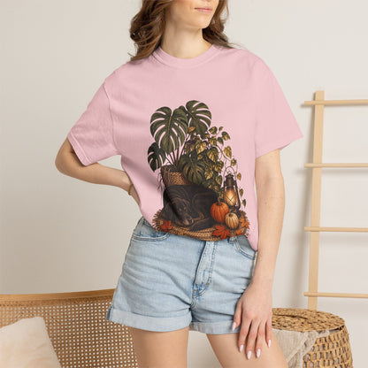 Botanical Vibes T-Shirt Berry / S Cozy Dog and Houseplants T-Shirt - Autumn Plant Art
