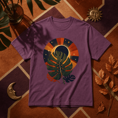 Botanical Vibes T-Shirt Berry / S Retro Monstera Eclipse T-Shirt - Vintage Botanical Art
