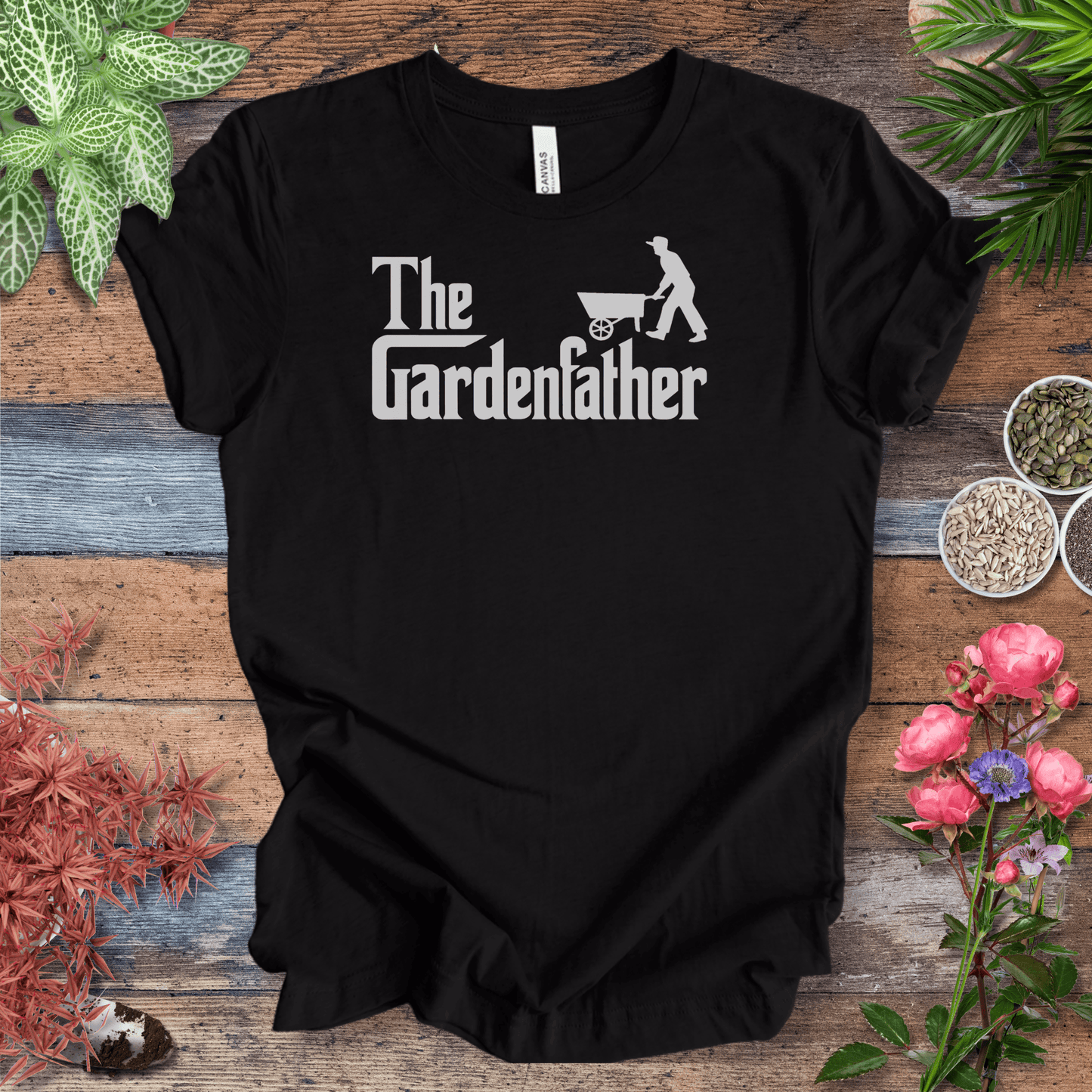 Printify T-Shirt Black Heather / M Dad Gardening T-Shirt – “The Gardenfather” Funny Gardener Gift Tee
