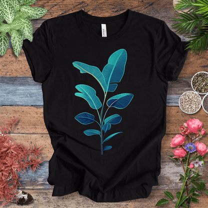 Printify T-Shirt Black Heather / S Blue Monstera Leaves Tropical Aesthetic Houseplant T-Shirt