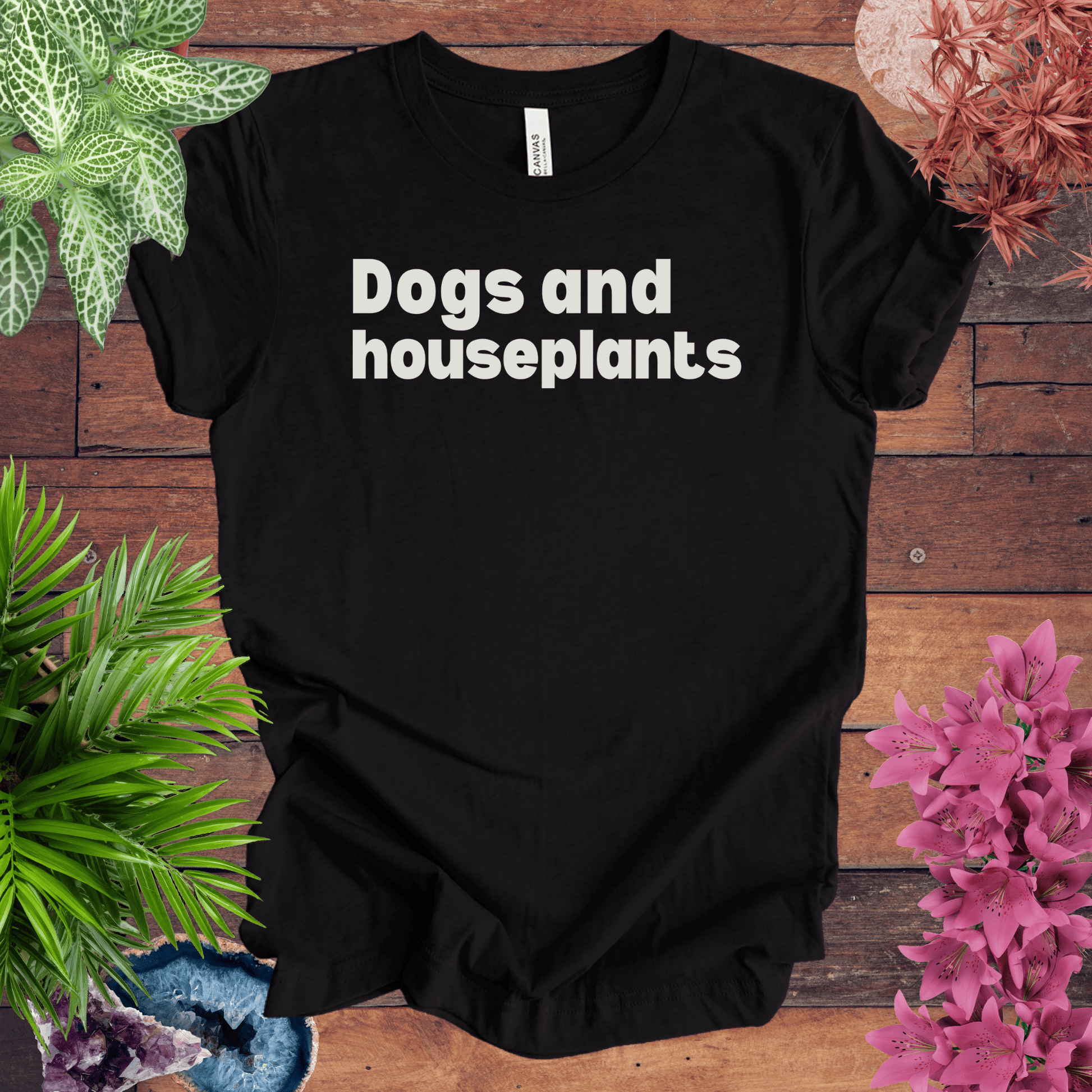 Printify T-Shirt Black Heather / S Dogs and Houseplants T-Shirt